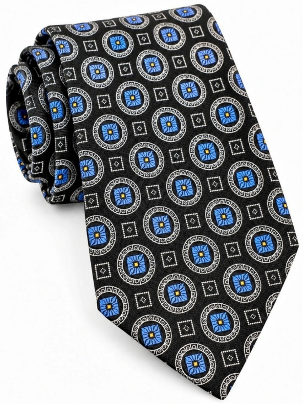 Cremieux 100% Silk Handmade Geometric Medallion Men’s Tie